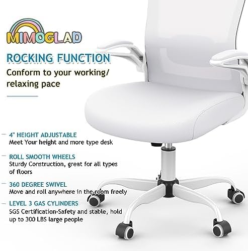 Mimoglad Ergonomic High Back Mesh Office Chair, Adjustable Lumbar Support, Thickened Seat Cushion