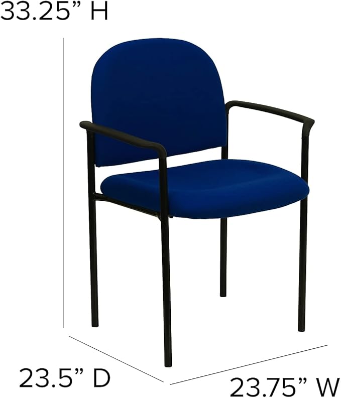 Flash Furniture Tiffany Comfort Navy Fabric Stackable Steel Side Reception Chair with Arms