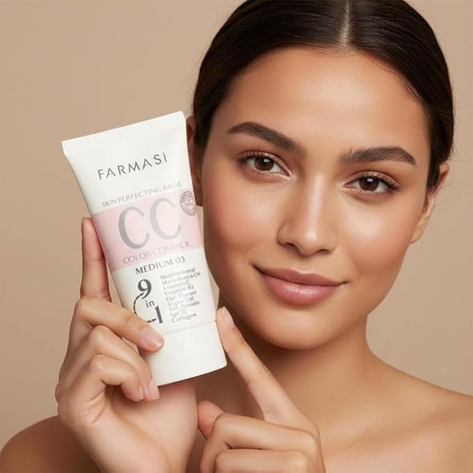FARMASi CC Color Correcting Cream, Tinted Moisturizer Makeup Base with SPF 25, Lightweight Buildable Coverage, Natural Flawless Finish, All Skin Types, 1.7 fl oz, Medium