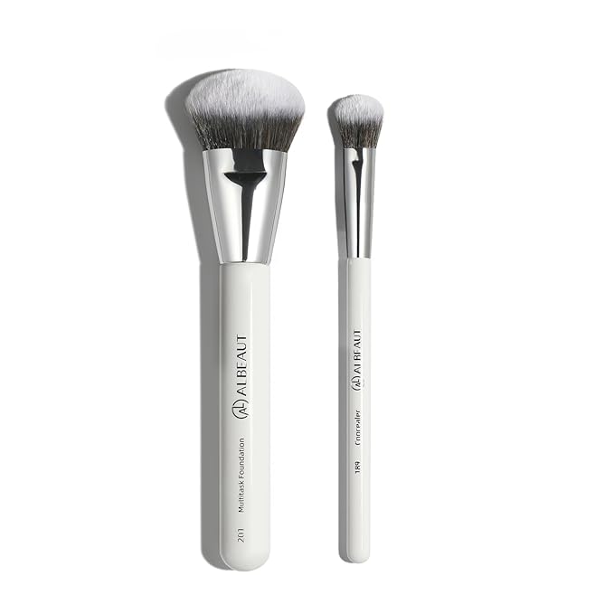 Foundation Concealer Makeup Brushes for Liquid Cream Stick,Soft Big Angled Face Brushes Bronzer Contour Nose Eyeshadow Blending Set (189201)