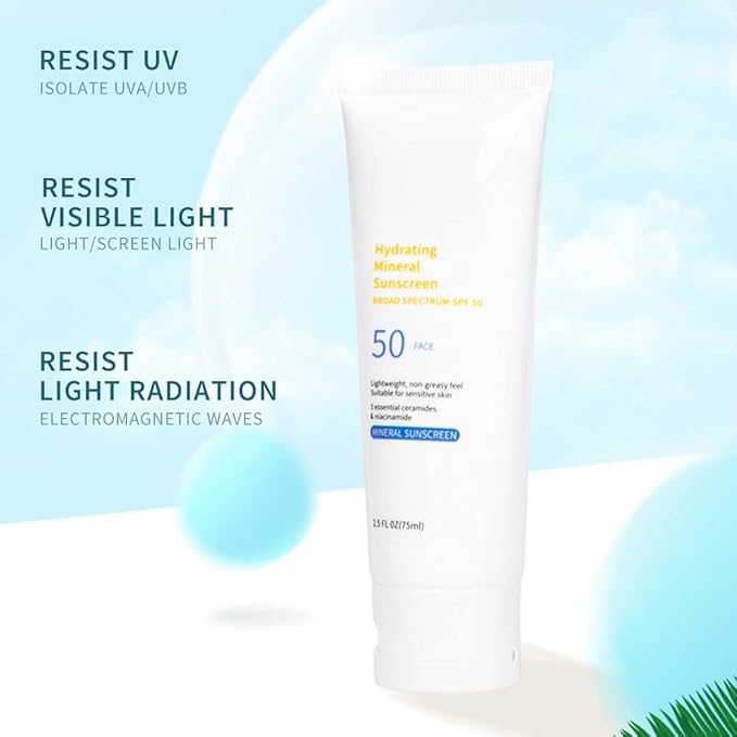 Face Sunscreen With Hyaluronic Acid and Niacinamide Sunscreen SPF 50 Waterresistant Oilfree UVA&UVB Sun Protection Sunblock