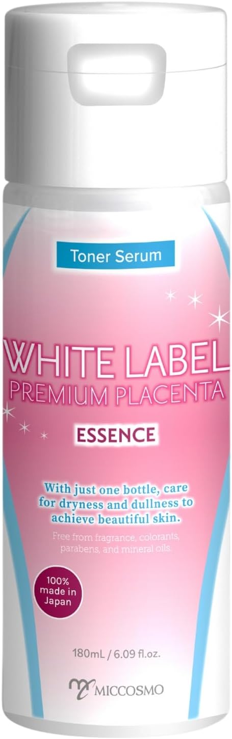 White Label Premium Placenta Essence 180ml – Moisturizing Beauty Lotion with 100% Japan-Made Placenta, Hydrating, Non-Sticky Formula for Smooth & Supple Skin – Fragrance-Free