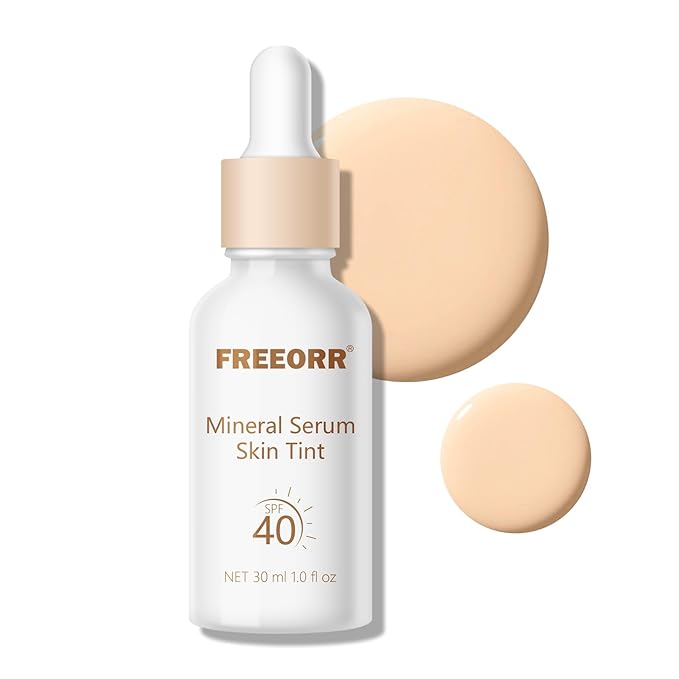 Skin Tint with SPF 40,24HR Tinted Mineral Sunscreen Serum with Zinc Oxide,Multi-use Tinted SPF Serum Foundation,Long Lasting Full Coverage Buildable Foundation-Light Beige, 1 Fl Oz