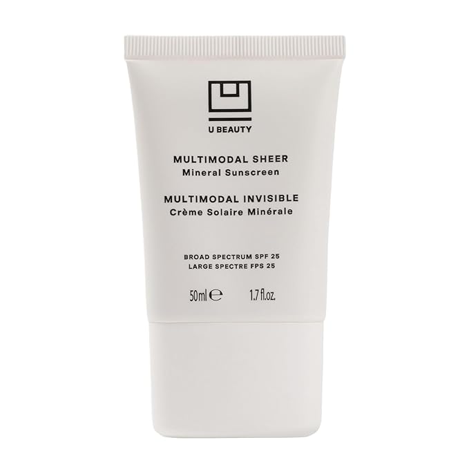 U Beauty Multimodal Sheer Facial Mineral Sunscreen SPF 25 with Non-Nano Zinc Oxide SPF Filter, plus Clary Sage and Pongamia Pinnata Seed Extracts for Brighter-Looking Skin with an Airbrush Finish