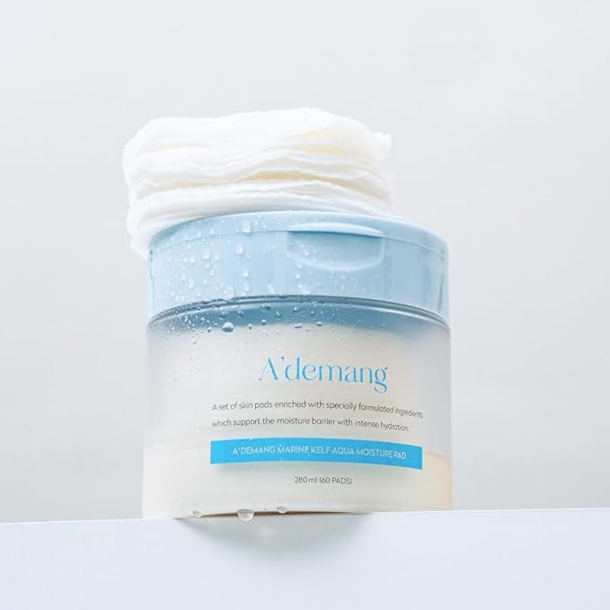 A'demang Marine Kelf Aqua Moisture Toner Pad | Hydrating, Exfoliating Facial Pad | Dry&Sensitive Skin | Korean Skincare [9.4 fl oz. / 280ml, 60 Pads]
