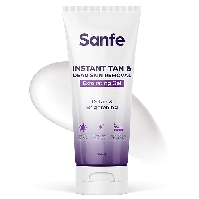 San'-fe Instant Tan & Dead Skin Removal Exfoliating Gel | Visibly Removes Tan | AHA Exfoliation in Minutes | Smooth & Bright Skin | 100g