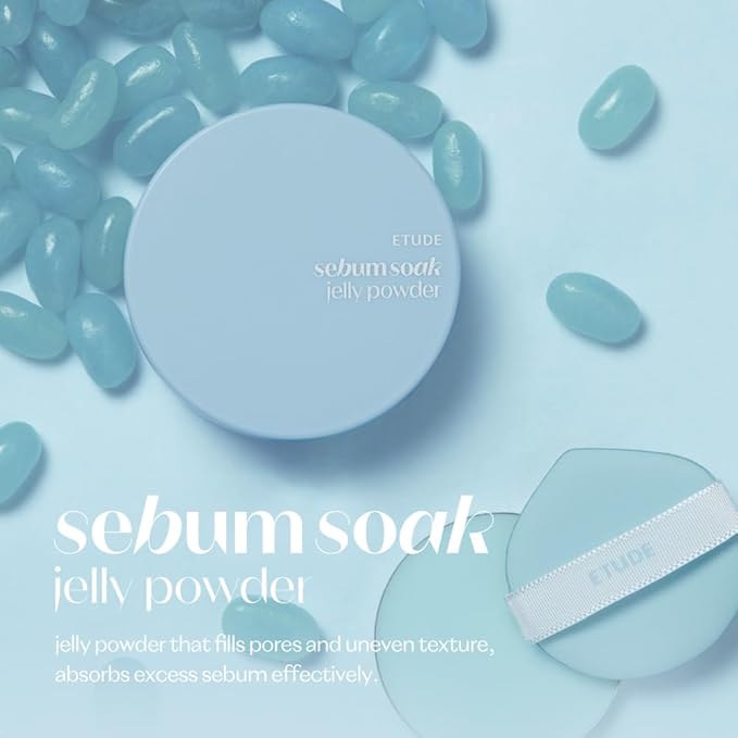 ETUDE Sebum Soak Jelly Pressed Powder makeup setting powder oil control, matte finish for oily and combination skins