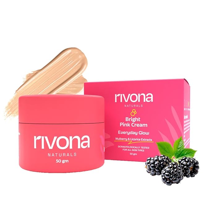 RIVONA NATURALS Bright Pink cream tinted moisturizer - BB cream with Niacinamide and Alpha Arbutin - Light Sheer coverage for healthy glow, oil free 1.7 Oz