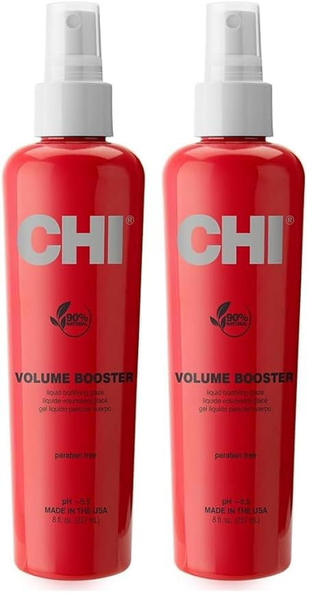 CHI Volume Booster Liquid Bodifying Glaze,Flexible Hold For Volume,Body,& Thicker-Looking Hair,Sulfate & Paraben-Free,8 Oz,(Pack of 2)