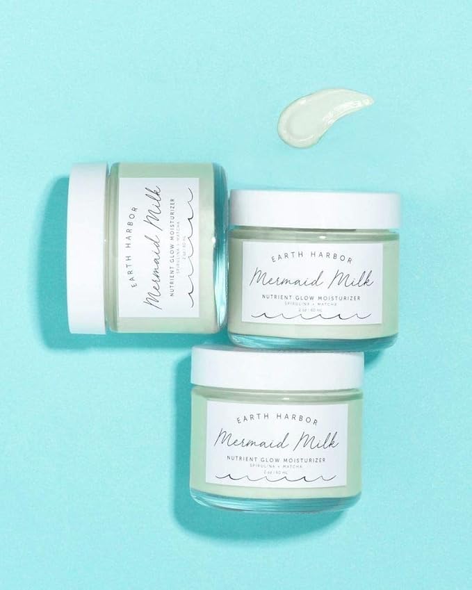 Earth Harbor | MERMAID MILK Nutrient Glow Moisturizer | Lightweight Botanical Hydration | Matcha and Spirulina | 100% Non-GMO + Plant-Based