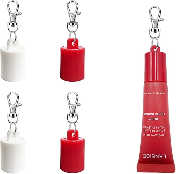 4 PSC Keychain Cap Compatible with LANEIGE 0.35oz Lip Balm,Portable Holder Keychain Cap