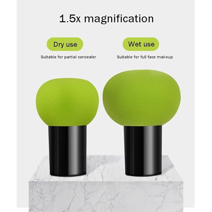 Foundation Sponge Powder Puff Mushroom Head 3PCS Makeup Sponges with Handles Cases Cosmetic Facial Face