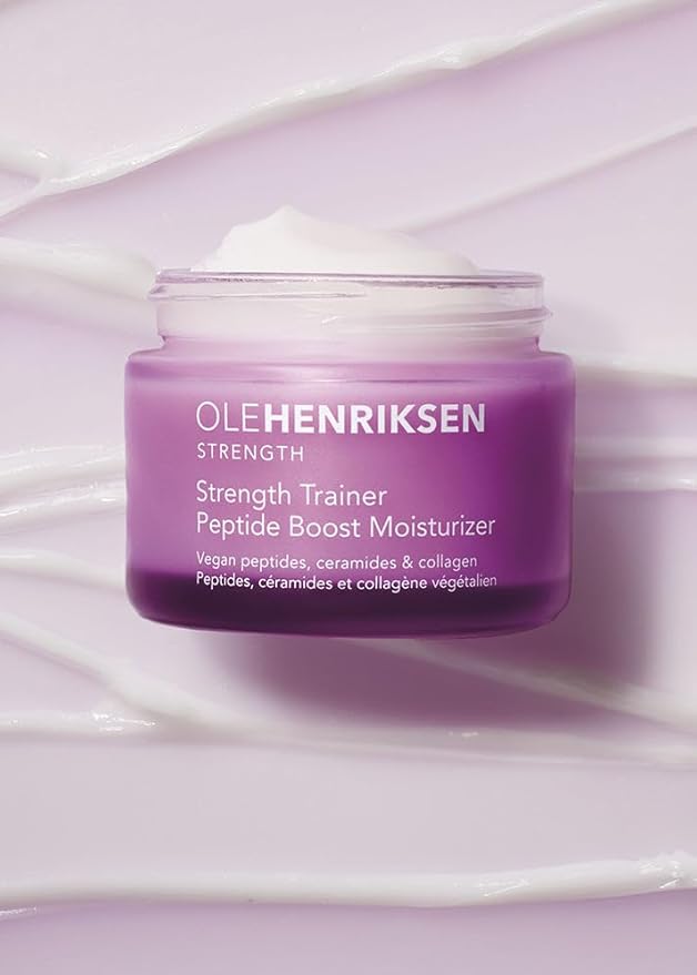 Ole Henriksen Strenth Trainer Peptide Boost Facial Moisturizer with ceramides and collagen Full Size UNBOXED 1.7 fluid ounces 50 milliliter Jar