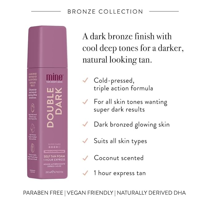 MineTan Deluxe Bronze Self Tanner Bundle | Achieve Dark Bronzed | Glowing Skin From Head To Toe | Includes Double Dark Sunless Tanning Mousse | Fake Tanning Lotion | Face Mist & Self Tan Mitt