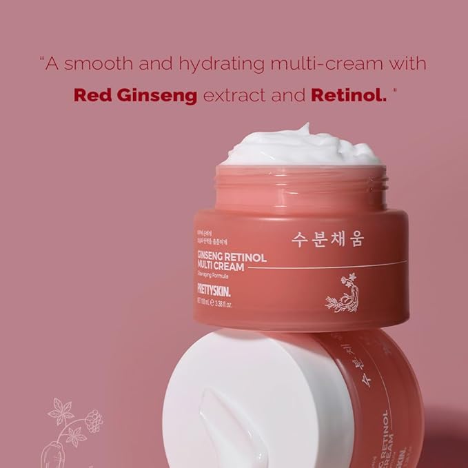 PRETTYSKIN Ginseng Extract & Retinol Multi Cream | Hydrating & Nourishing Face Moisturizer | Helps Improve Skin Elasticity, Firmness & Smooth Texture | 3.38 fl.oz