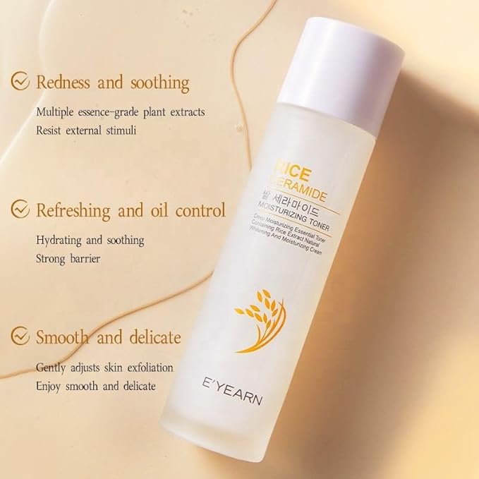 Rice Ceramide Moisturizing Toner 120ml/ 4 fl.oz Exclusive Korean Rice Extract Niacinamide Ceramide Hyaluronic Vegan Hydrating Milky