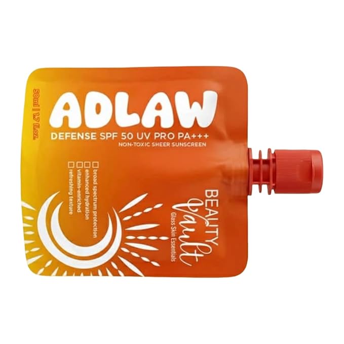 Beauty Vault ADLAW Defense SPF PA+++ Sunscreen 50ml – Lightweight Broad Spectrum Protection. Hydrating & Vitamin-Enriched, Non-Toxic Daily Face and Body Sunscreen, 50ml / 1/7 floz