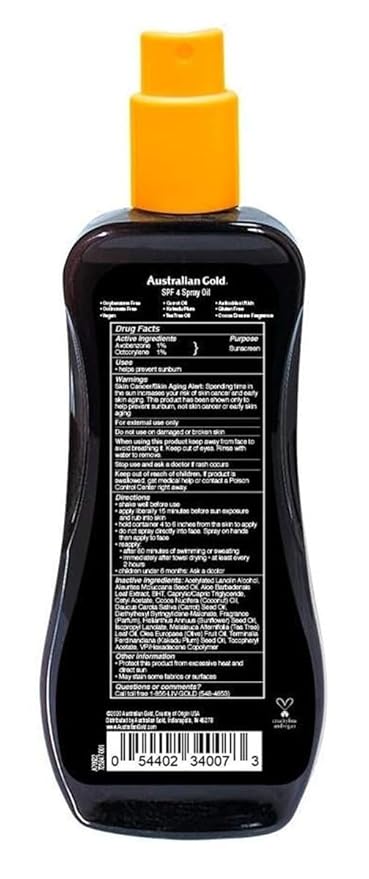 Australian Gold SPF#04 Spray Oil 8 Ounce (Carrot Oil Formula) (Pack of 6)