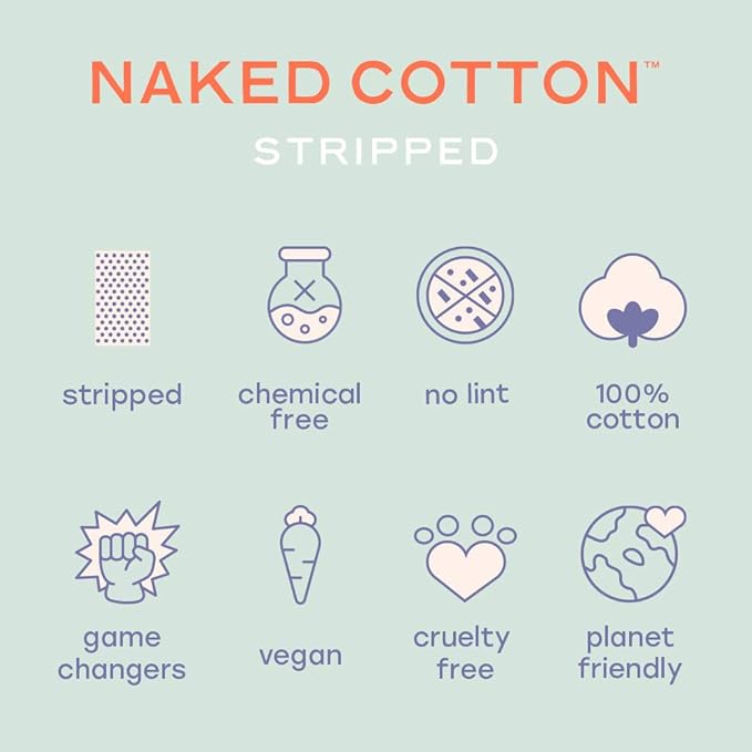 White Rabbit – Naked Cotton Stripped – 100% Unbleached Cotton Sheets for DIY Face Masks | Soak in Toner, Serum & Essence | Lint-Free, Natural & Cruelty-Free | Korean Skin Care Product (180 Count)