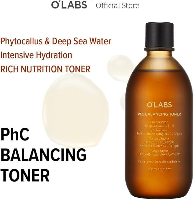 O'LABS PHc Balancing Toner 200ml / 6.76 fl.oz Hydrating & Refreshing Facial Toner Deep Sea Water 84%