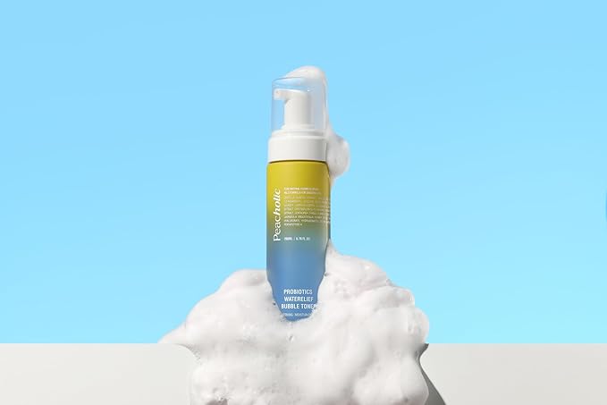 Generic [Peacholic] Probiotics Waterelief Bubble Toner, pH 5.5 Bubble - Deep Hydration, Soothing, Gentle Exfoliation, Suit for Sensitive and All Skin Types, 5.07 fl.oz, Blue, Yellow