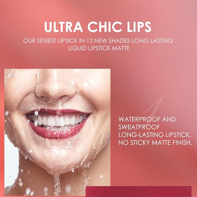 BONNIE CHOICE 12Pcs Matte Liquid Lipstick + Lip Liner Pens Set, 6 Matte Lipstick With 6 Matching Smooth Lipliner Waterproof Long Lasting 24 Hour Lip Gloss Makeup Valentine's Day Gifts for Women