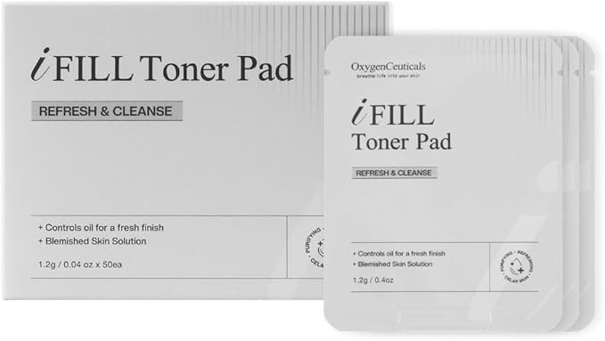 OxygenCeuticals i Fill Toner Pad – AHA, BHA & Witch Hazel Extract Exfoliating Toner Pad for Oily & Combination Skin - Sebum Control, No Parabens or Sulfates