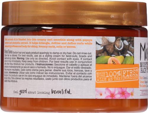 Maui Moisture Hydrating Curl Smoothie with Coconut Oil | For Tight Curls | Silicone-Free | Vegan | 12 oz Pack of 2