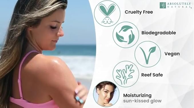 Absolutely Natural - Organic Tanning Oil Outdoor Tanning Enhancer - Spa Quality & Reef Safe with Rose Hips & Aloe - Suntan Lotion with Bronzer for Massages - Made in USA 6oz