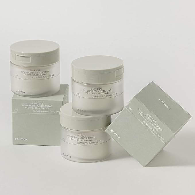 celimax ONE STEP Body Brightening Pad 110ml (60 pads) + Ji.Woo.Gae Cica BHA Blemish Toner Pad (60 Pads) Bundle