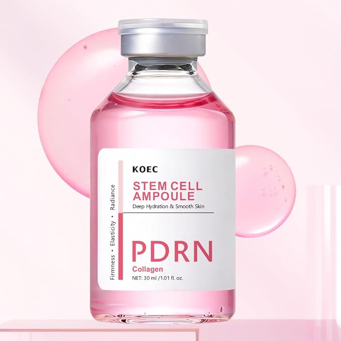 KOEC PDRN Pink Peptide Serum with Stem Cell,Face Lifting Pink Facial Ampoule,Intensive Glowing & Boosting & Hydrating,Non-Greasy,Gentle Formula 1.01 Fl Oz / 30ML