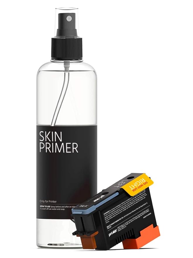 Prinker S Black Ink Refill, Skin-Safe Black Cosmetic Ink & Primer Spray, Water-Resistant and Soap-Washable, Skin-Safe