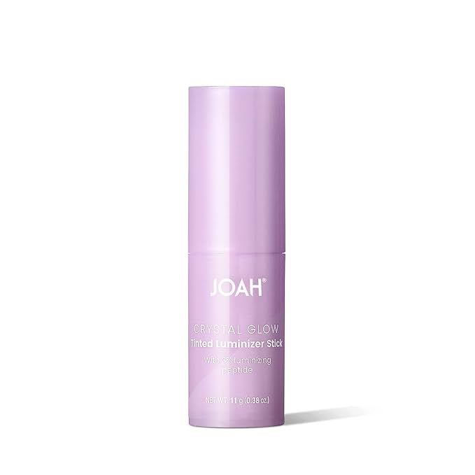 JOAH Crystal Glow Tinted Luminizer Stick, Multitasking Korean Makeup Highlighter and Bronzer Stick, Customizable Formula for a Natural Glow, Peptide Infused, Medium with Warm Undertones (Pack of 2)