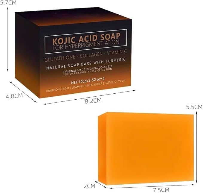 2 Pieces Turmeric Tricarboxylic Acid Soap, Whitening Soap, Gentle Moisturizer for Face and Body for Whitening Bath and Pore Reduction