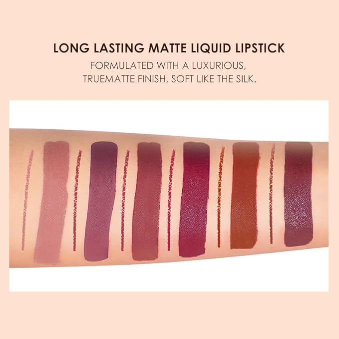 BONNIE CHOICE 12Pcs Matte Liquid Lipstick + Lip Liner Pens Set, 6 Matte Lipstick With 6 Matching Smooth Lipliner Waterproof Long Lasting 24 Hour Lip Gloss Makeup Valentine's Day Gifts for Women
