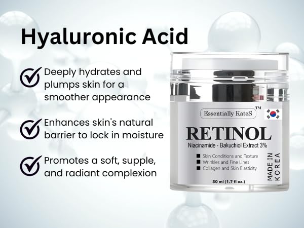 Essentially KateS Retinol Cream for Face and Eye, The Gentle Revolution | K-Beauty Anti-Aging Moisturizer with Hyaluronic Acid and Vitamin E | Gentle, Hydrating, Firming, 50 ml (1.7 fl oz)