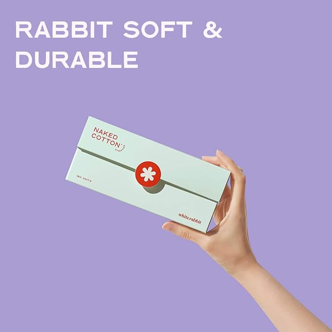 White Rabbit – Naked Cotton Stripped – 100% Unbleached Cotton Sheets for DIY Face Masks | Soak in Toner, Serum & Essence | Lint-Free, Natural & Cruelty-Free | Korean Skin Care Product (180 Count)