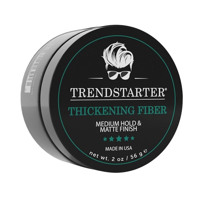TRENDSTARTER - THICKENING FIBER (2oz) - Travel Size - Medium Hold - Matte Finish - Premium Hair Thickening Clay Pomade - Water-Based - All-Day Hold Styling Product