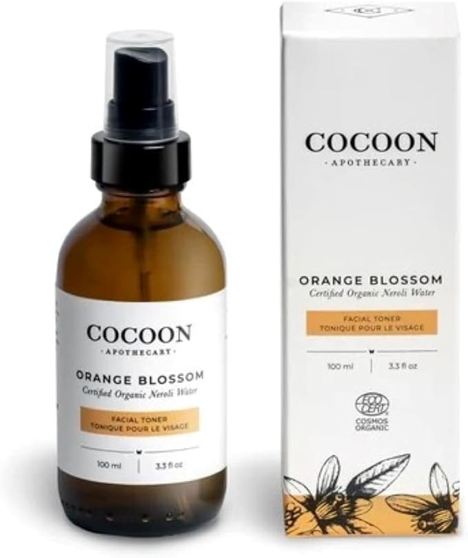COCOON APOTHECARY Orange Blossom Facial Toner, Ecocert Cosmos Organic, Balance Oil Levels, Oily/Combination Skin, Calm + Cool, Orange Blossom (Neroli) Water, 3.3 fl oz