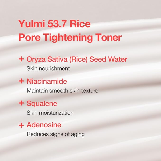 Yulmi Pore Tightening Toner 53.7 Rice Luftig, Minimize Pores with Wrinkle Improvement, for Glass Skin, Rice Water, Niacinamide, Adenosine, Fragrance-Free, Korean Skin Care, 10.14 fl.oz.