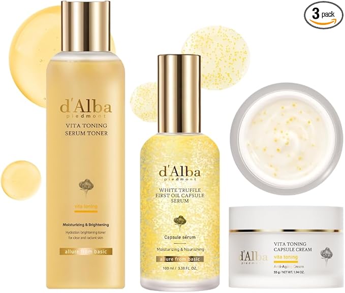 d'alba Piedmont Vita Toning Serum Toner + White Truffle Oil Capsule Serum + Vita Toning Capsule Cream