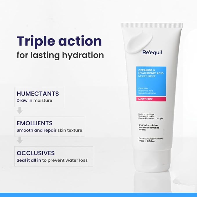 RE' EQUIL Ceramide & Hyaluronic Acid Moisturiser For Normal to Dry Skin -100 g
