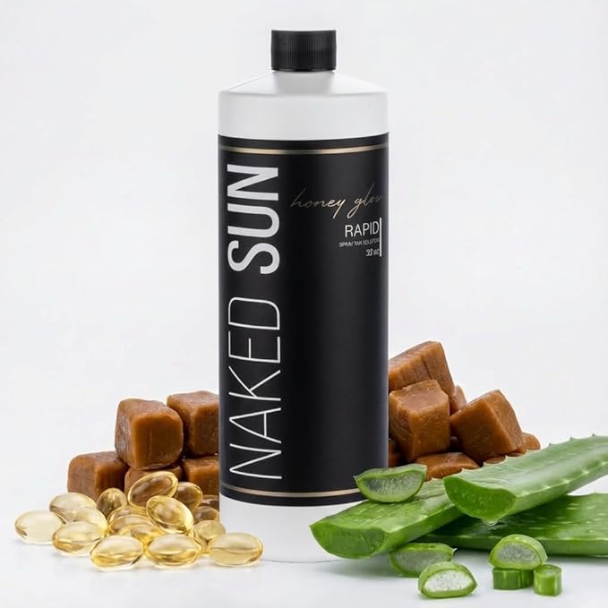 Naked Sun Honey Glow Violet Rapid Spray Tan Solution - 32 oz Airbrush Sunless Self Tan Spray