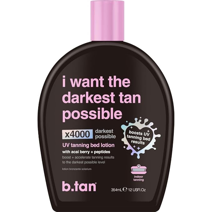 b.tan UV Tanning Bed Lotion | I Want The Darkest Tan Possible - x4000 Tan Intensifiers, Indoor & Outdoor Accelerator, Best Browning Body Tanner Extender, No Sun Protection, 12 Fl Oz