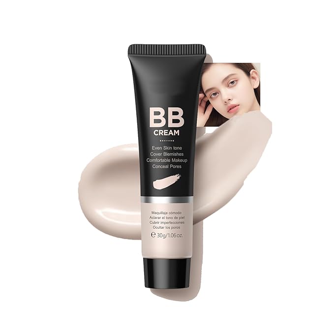 Hydrating BB Cream Tinted Moisturizer, 9Colors Full-Coverage Foundation & Concealer, Brighten Skin Tone & Cover Pores, Oil Control & Cover Flaws, Natural Finish for All Skin Types,110 Ivory
