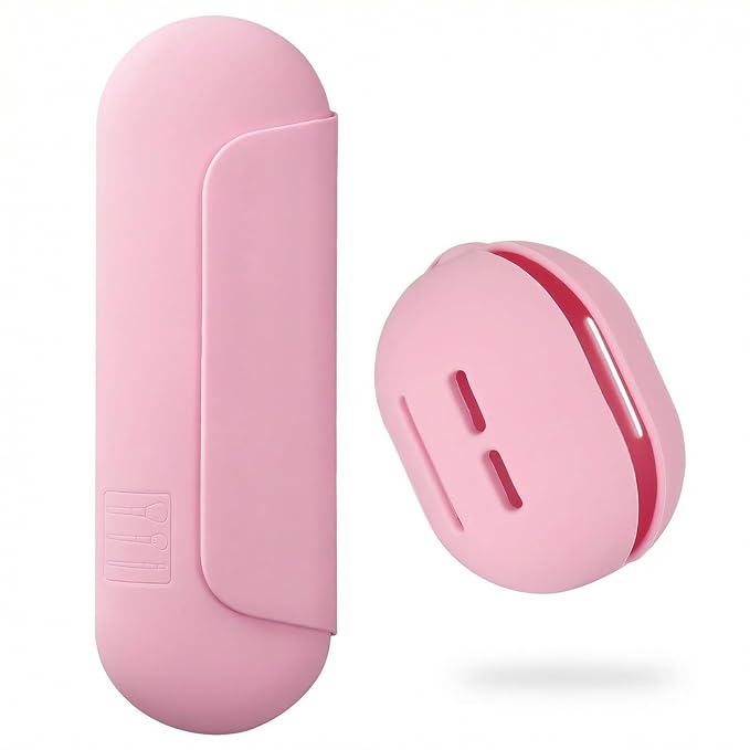 2 IN 1 Silicone Makeup Brush Holder with Beauty Make Up Sponge Holder Case：Soft Portable Cosmetic Face Brushes Holder with Upgrade Anti-Fall Out Magnetic Closure - Pink NEW