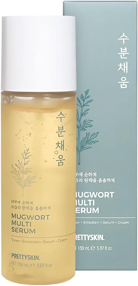 PRETTYSKIN Hydrating Facial Serum with Mugwort & Centella – 4-in-1 Korean Skincare (Toner, Emulsion, Serum, Cream) with Niacinamide for Dry & Sensitive Skin – 5.07 fl oz (Mugwort)