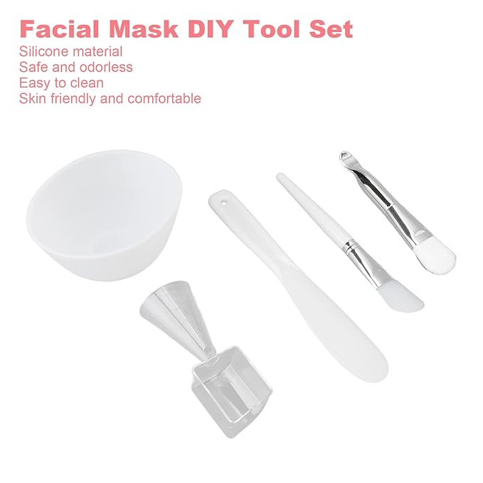 Silicone Face Mask DIY Tools Set | Includes Brush Applicator, Scrubber & Mixing Bowl | For Homemade Skincare, Exfoliator & Medicube Treatment Application