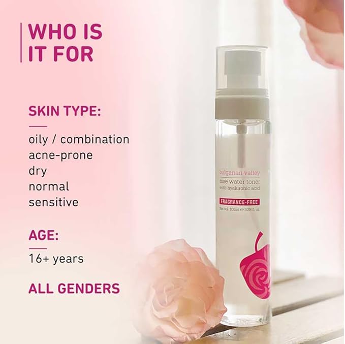 DRD Bulgarian Valley Rose Water Toner with Hyaluronic Acid & Rose Extracts Soothing for All Skin Types 100Ml