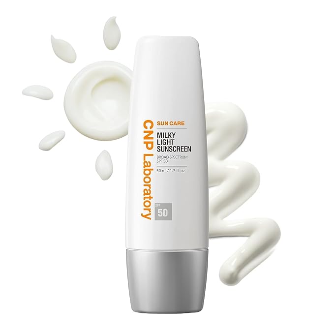 CNP Daily Milky Light Sunscreen (1.7 fl. oz.) - Broad Spectrum SPF 50 UV Protection with Niacinamide, for Face & Body, No White Cast, Fast Absorbing, Non-Greasy Finish, Gifts for Women
